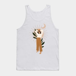 Boho Summer Girl Minimalist Vintage Fashion Art Illustration Tank Top